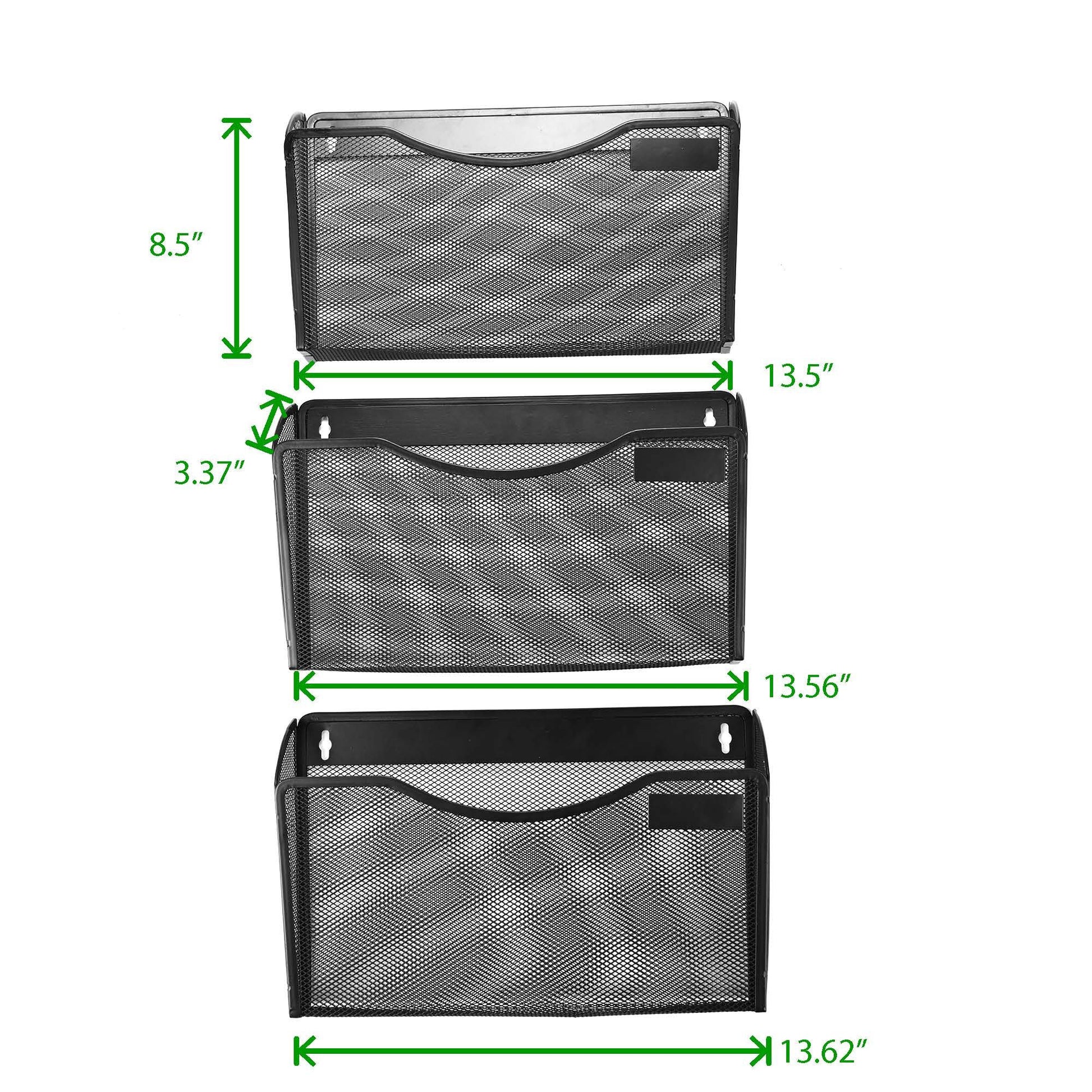 Buy now Mind Reader 3SEPWALG-BLK Wall Mounted 3 Compartment Office Supply, Document, Folder Organizer, Black at indiglob india