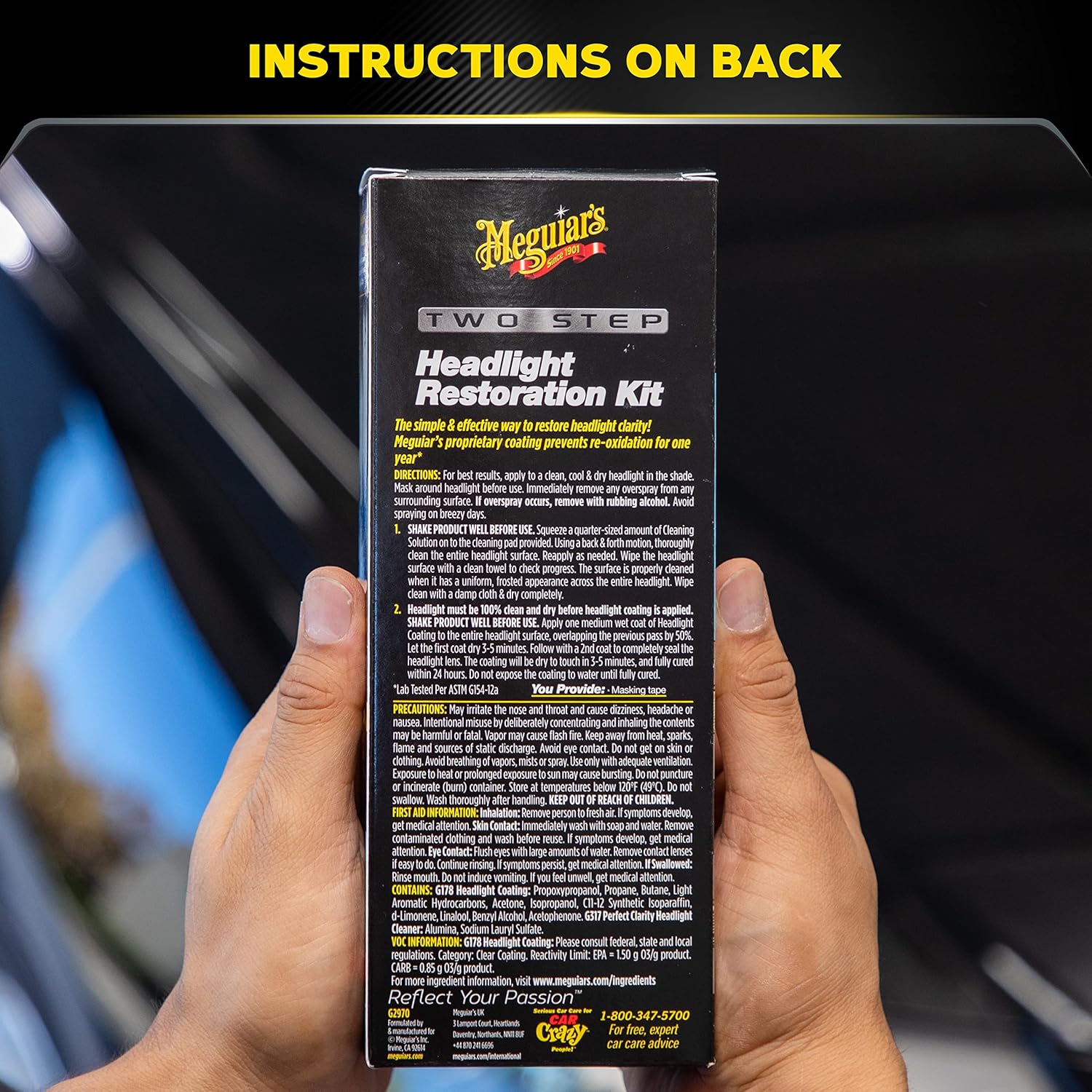 Buy now Meguiar's Two Step Headlight Restoration Kit, Headlight Cleaner Restores Clear Car Plastic and Protects from Re-Oxidation, Includes Headlight Coating and Cleaning Solution - 4 Count (1 Pack) at indiglob india