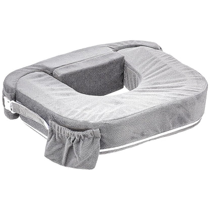 My Brest Friend Twin Nursing Pillow - Enhanced Comfort with Slipcover - Ultimate Ergonomic Support for Breastfeeding- Adjustable Strap and Silent Release Buckle with Handy Side Pocket, Evening Grey