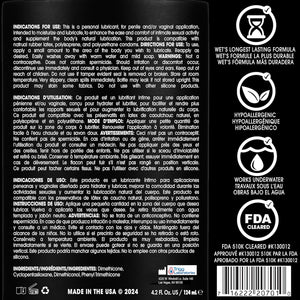 Wet Platinum Silicone-Based Personal Lubricant | Ultra Smooth, Super Slick, Hypoallergenic, Long-Lasting Performance, Waterproof Formula| Lube for Men, Women & Couples, 4.2 fl oz