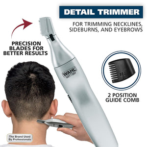 Wahl Men’s Nose Hair Trimmer, for Eyebrows, Neckline, Nose & Ear Hair, Precision Detail Trimming with Interchangeable Heads, Battery Included - Model 5545-400