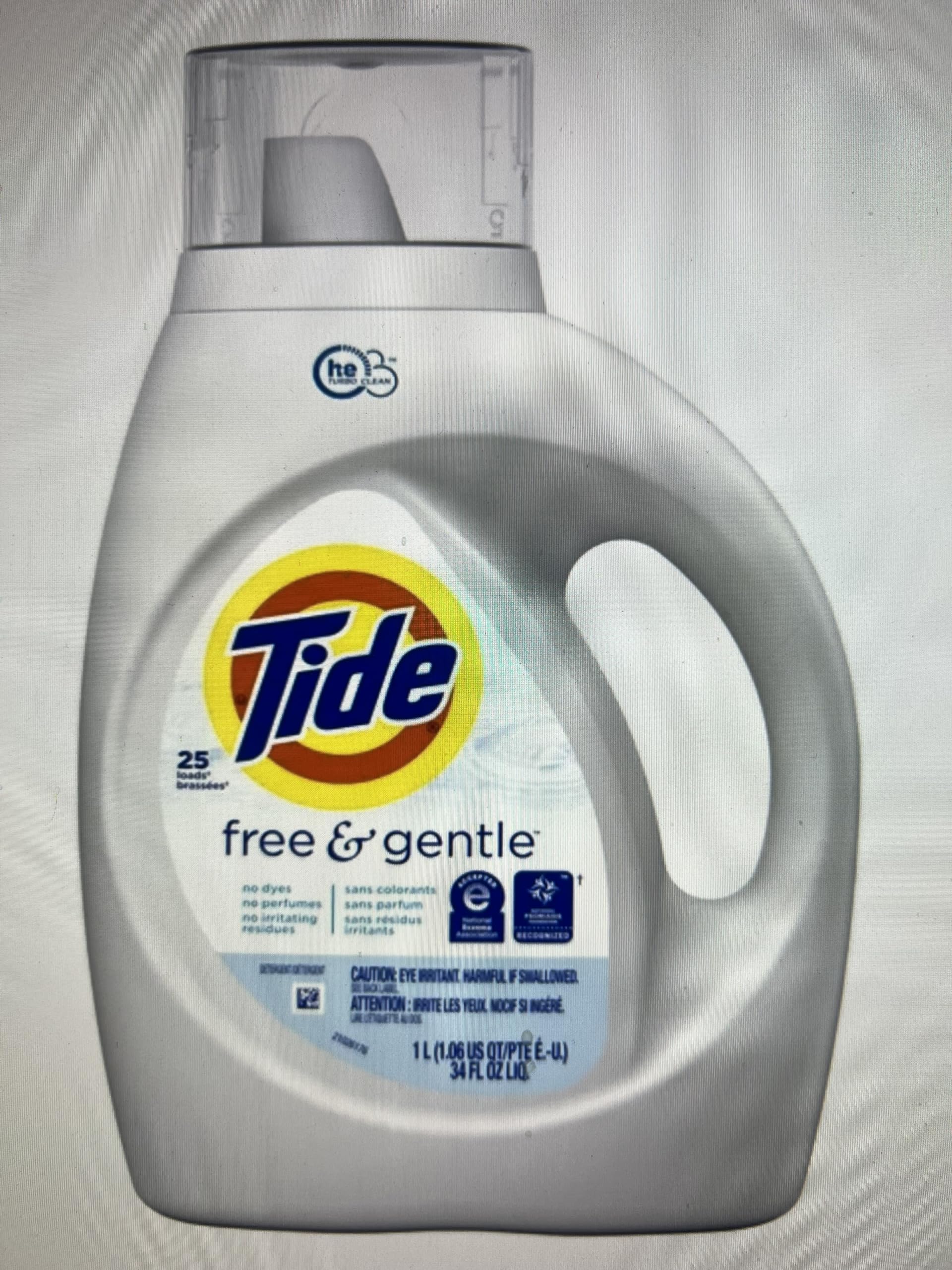 Buy now Tide Free & Gentle Liquid Laundry Detergent, Unscented, 1.47 L (32 Loads) Unscented 34 Fl Oz (Pack of 1) at indiglob india