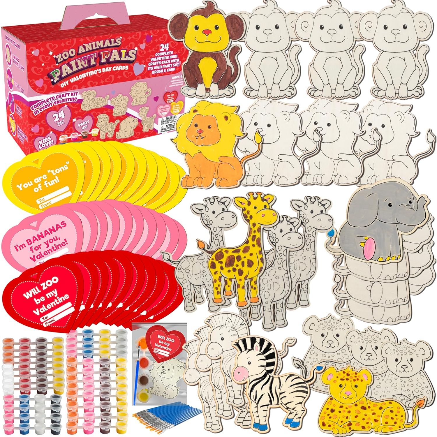 Buy now Unicorn & Dragon Wood Painting Kits (24ct)- Perfect Goodie Bag Party Favors for Kids Birthday Party -Each has a Wood Craft, Paints, Brush & Sticker for Boys & Girls - Kids Multi-Item Party Favor Packs Zoo Animals at indiglob india
