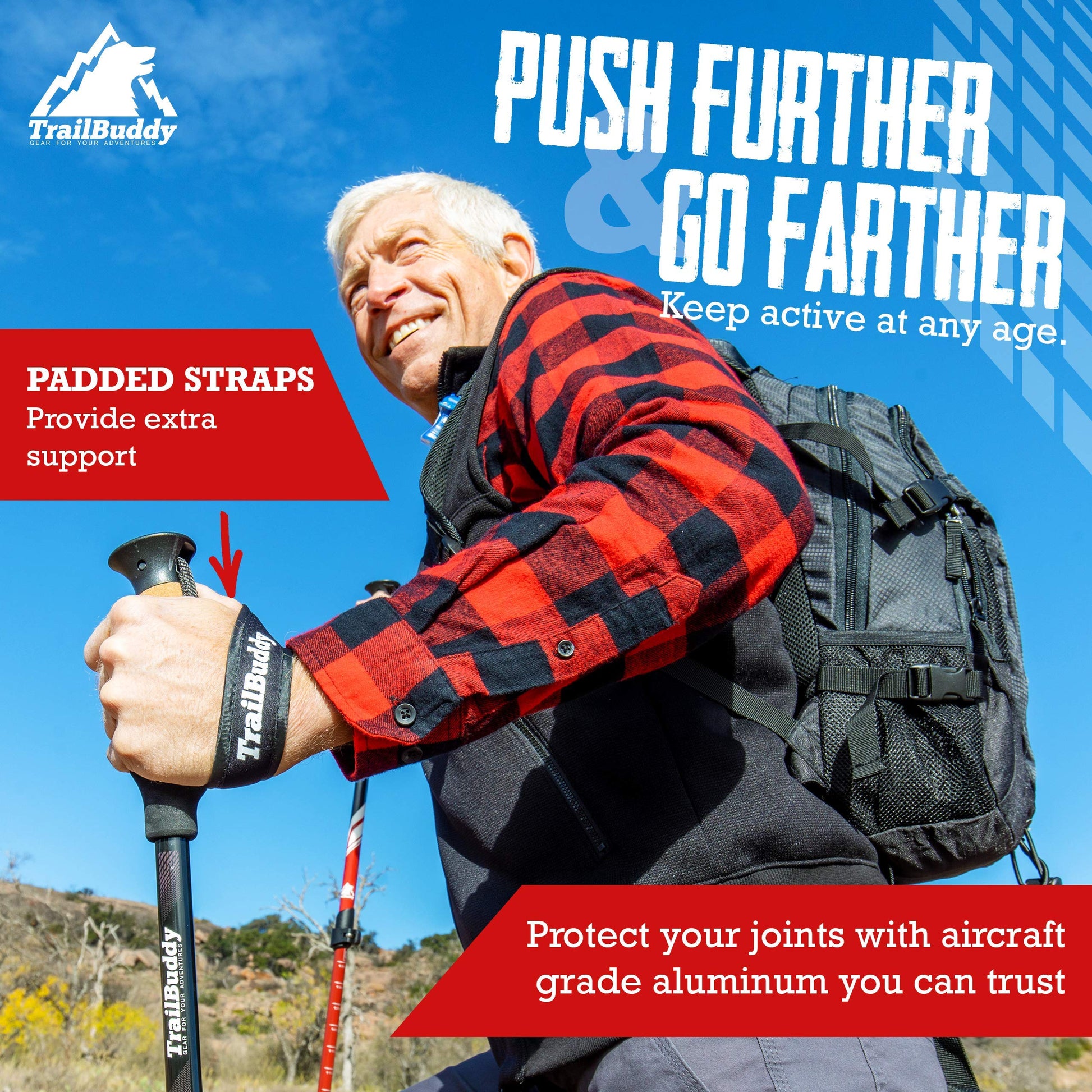 Buy now TrailBuddy Trekking Poles – Lightweight 7075 Aluminum Hiking Poles for Women, Men & Seniors – Collapsible or Foldable Walking Sticks for Travel, Trails & Balance at indiglob india