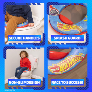 Buy now Hot Wheels Soft Potty Training Seat for Toilet with Storage Hook, Non-Slip Potty Ring with Splash Guard, Built-in Handles for Toddlers at indiglob india