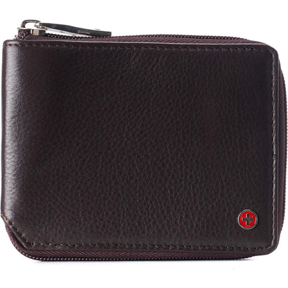 Alpine Swiss Logan Zipper Bifold Wallet | All-Around Zip Closure | 13 Card Slots 2 Bill Sections | RFID Protected Premium Leather | Gift Box