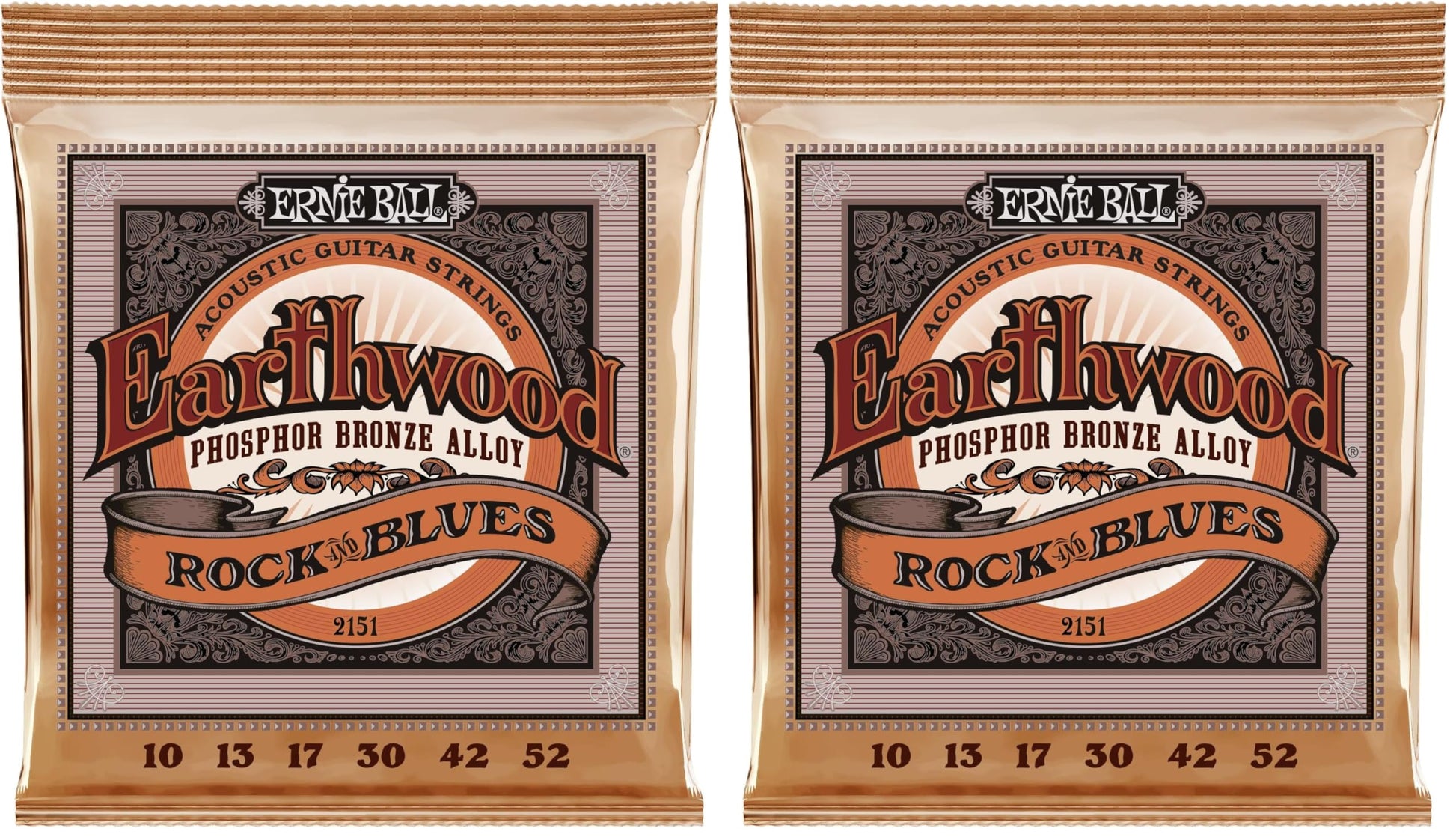 Buy now Ernie Ball Earthwood Medium Light Phosphor Bronze Acoustic Guitar Strings, 12-54 Gauge (P02146) Rock & Blues (10-52) 2-Pack at indiglob india