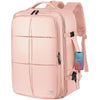 Travel Backpack, Extra Large 55L Carry On Backpack Flight Approved with USB Charging Port, Expandable Waterproof Business Luggage Casual Bag Fits 18.4 Inch Laptops, Travel Gifts for Men Women - Pink