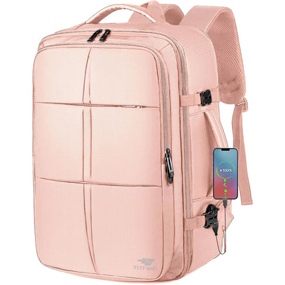 Travel Backpack, Extra Large 55L Carry On Backpack Flight Approved with USB Charging Port, Expandable Waterproof Business Luggage Casual Bag Fits 18.4 Inch Laptops, Travel Gifts for Men Women