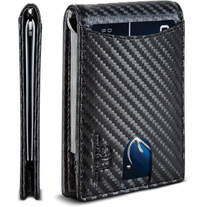 SERMAN BRANDS RFID Blocking Slim Bifold Genuine Leather Minimalist Front Pocket Wallets for Men with Money Clip Thin Gift