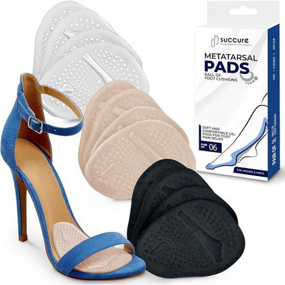 2 Pair Metatarsal Pads - Ball of Foot Cushions for High Heel Comfort - Heel Inserts - 0.12in Thick Morton's Neuroma Relief Pads - Foot Pads for Balls of Feet