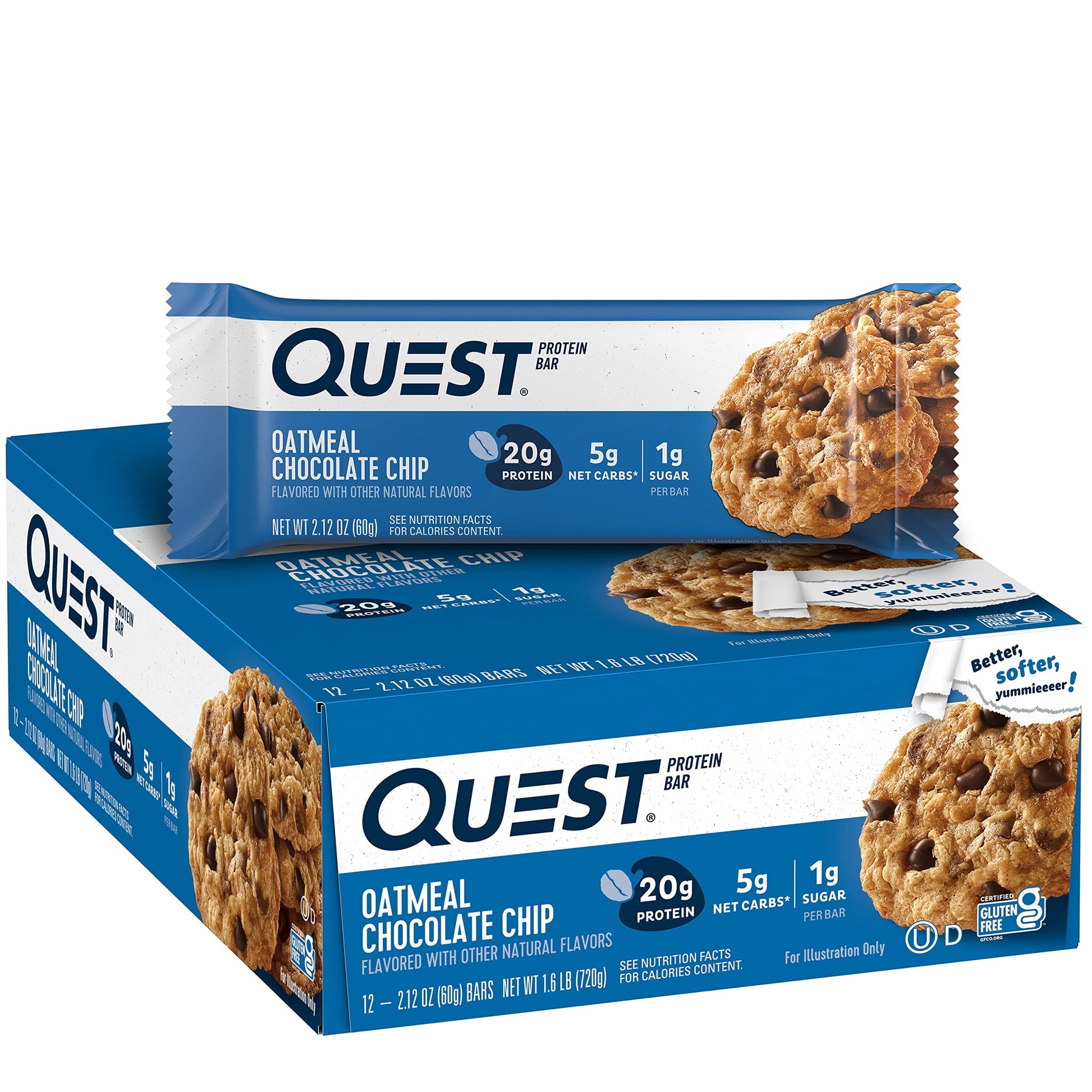 Buy now Quest Nutrition Chocolate Brownie Protein Bar, 20g Protein, 1g Sugar, 4g Net Carb, High Fiber, Gluten Free, 12 Count at indiglob india