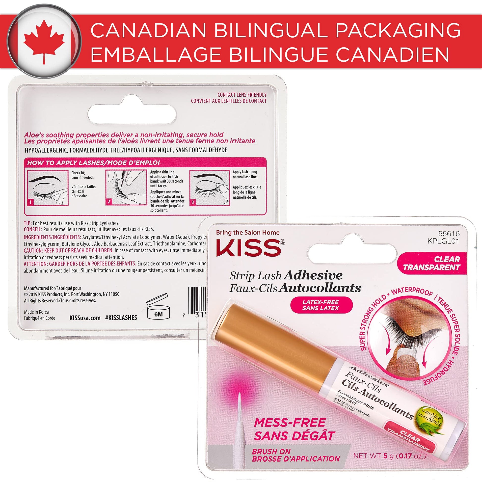 Buy now KISS Lash Adhesive, Lash Glue, 24hr Strip Eyelash Adhesive, Clear, Includes Lash Adhesive, Long Lasting Wear, Can Be Used with Strip Lashes and Lash Clusters at indiglob india