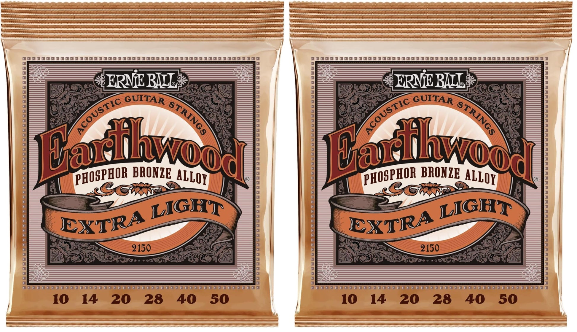 Buy now Ernie Ball Earthwood Medium Light Phosphor Bronze Acoustic Guitar Strings, 12-54 Gauge (P02146) Extra Light (10-50) 2-Pack at indiglob india