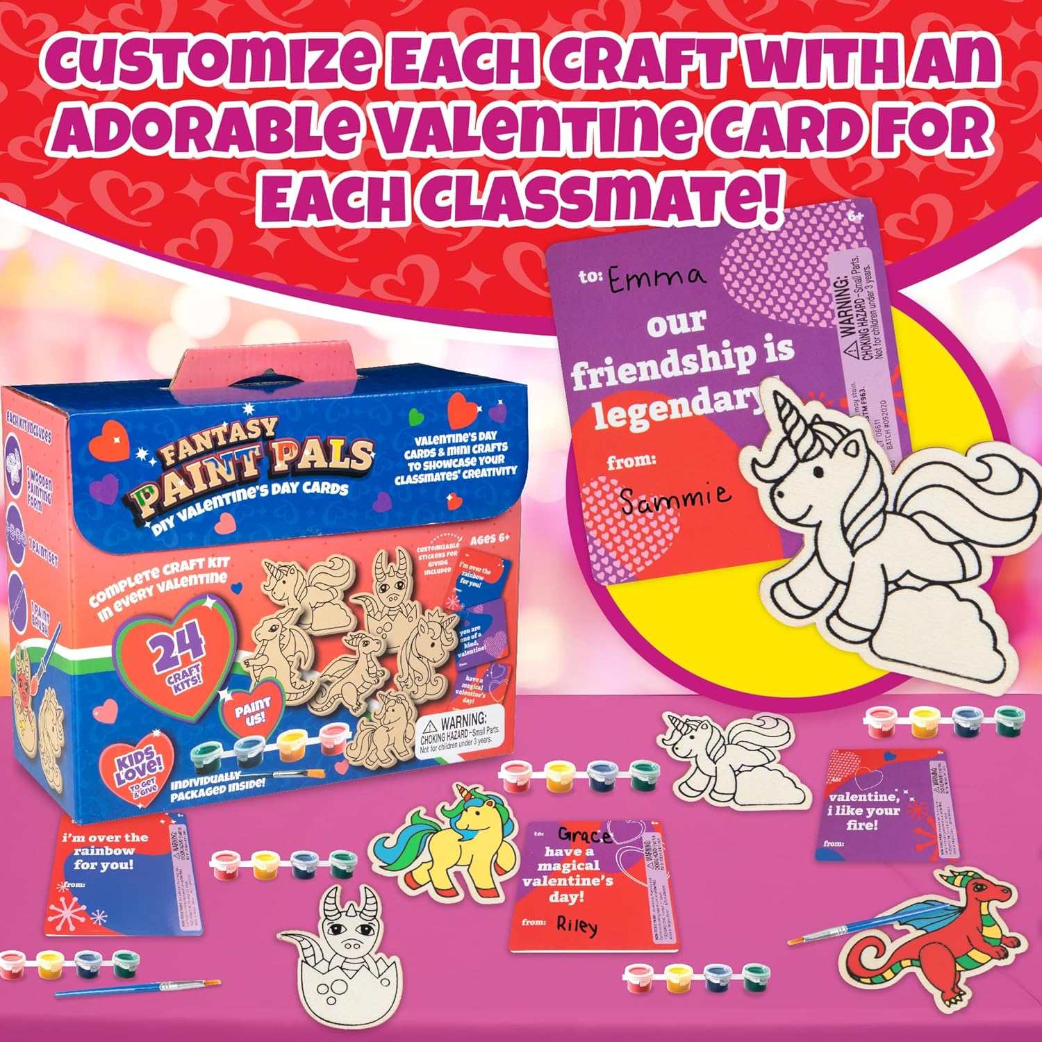 Buy now Unicorn & Dragon Wood Painting Kits (24ct)- Perfect Goodie Bag Party Favors for Kids Birthday Party -Each has a Wood Craft, Paints, Brush & Sticker for Boys & Girls - Kids Multi-Item Party Favor Packs at indiglob india