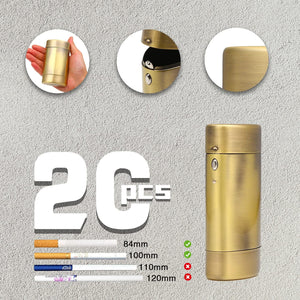 Oval Metal Cigarette case for 100's Can Hold a Small Lighter Suitable for 20 100's Cigarette case Coin case Pill case (Bronze)