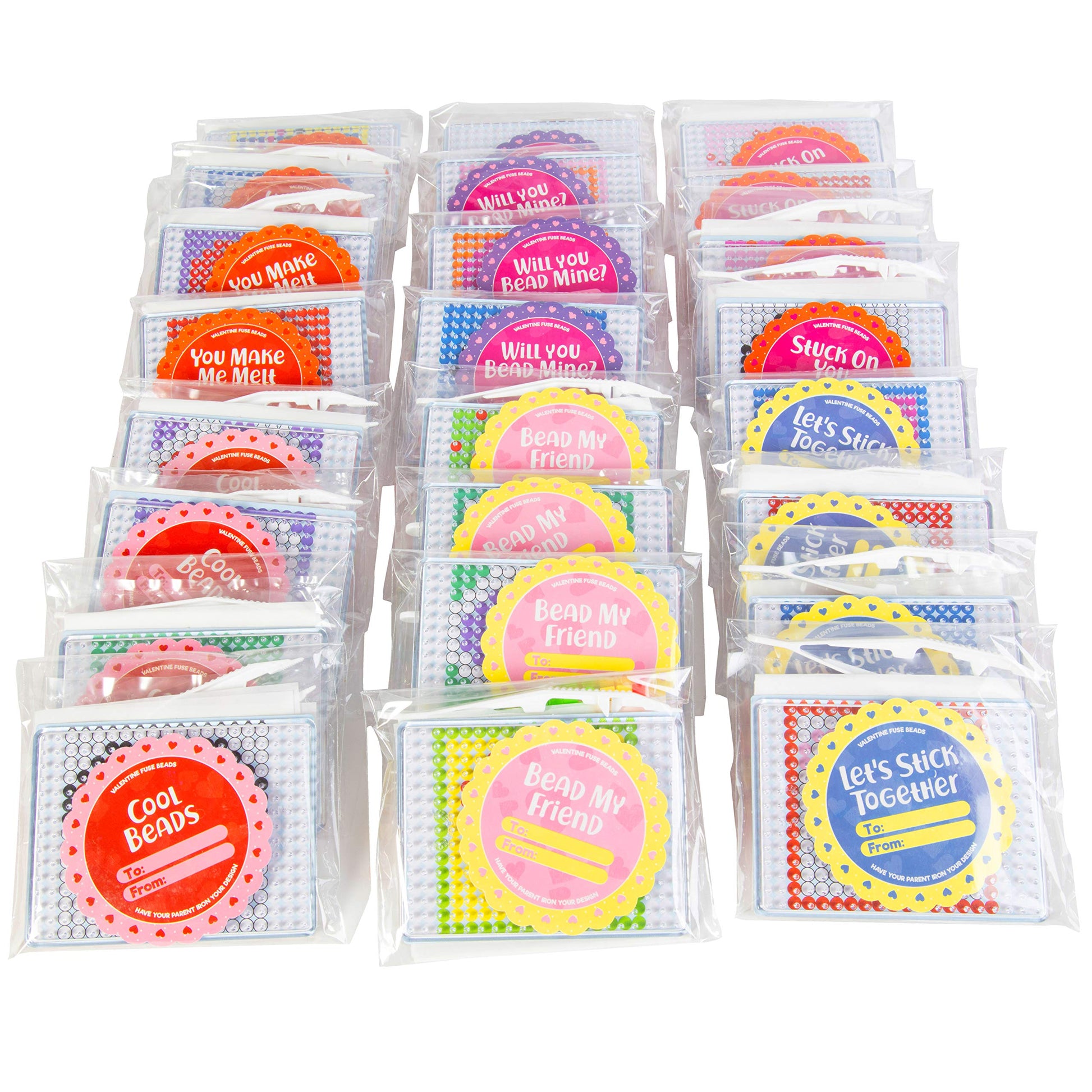 Buy now Valentines Day Cards for Kids Classroom-Heart Themed Fuse Bead Kits (24ct)-Perfect Valentines Day Gifts for Kids School Exchange for Boys & Girls -Each Includes Pixel Art Craft Activity w Perler Beads at indiglob india
