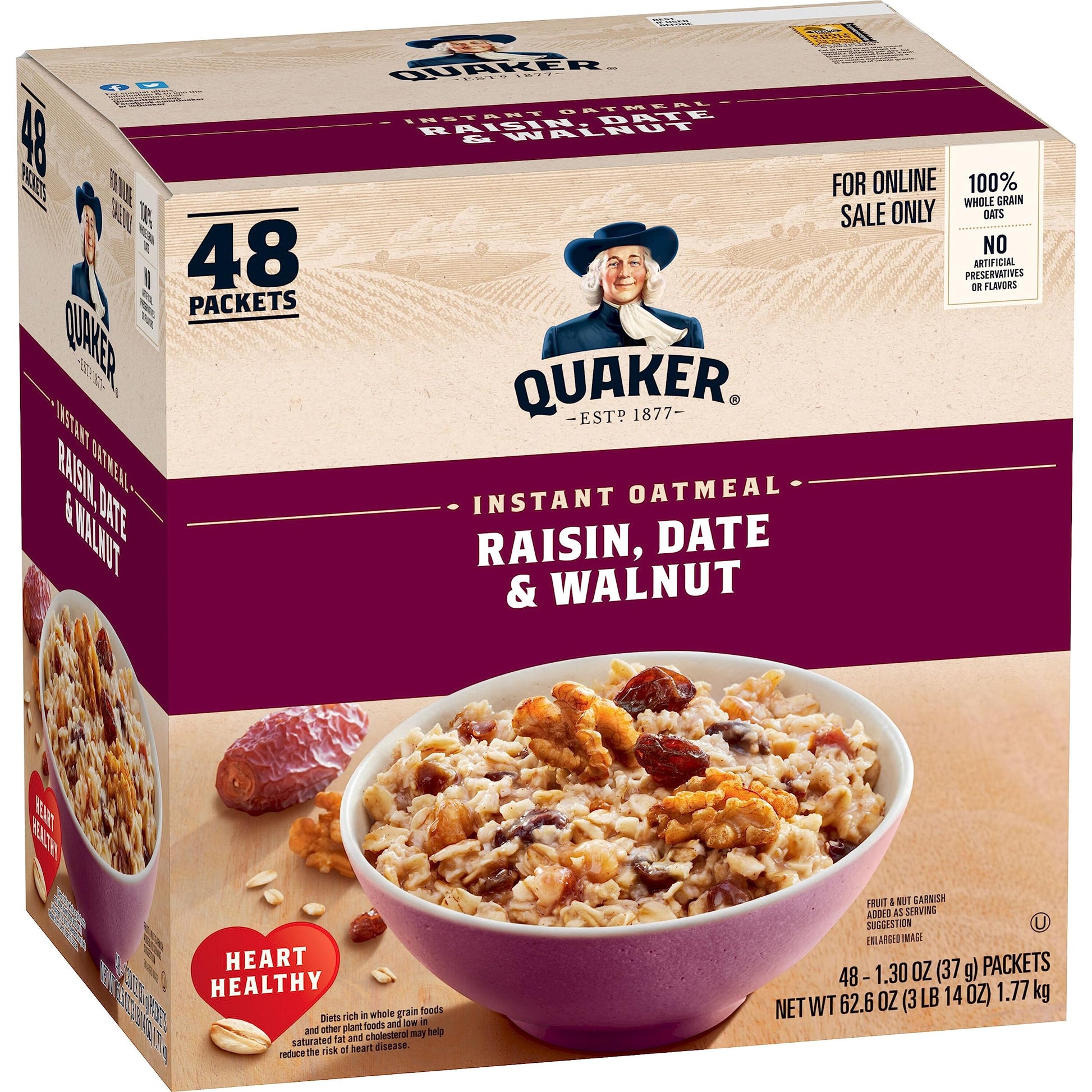 Buy now Quaker Instant Oatmeal Fruit & Cream Variety Pack, Single Serve Packets, (44 Pack) at indiglob india
