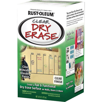 Rust-Oleum 241140 Specialty Dry Erase Brush-On Paint Kit, White 16 Fl Oz (Pack of 1)