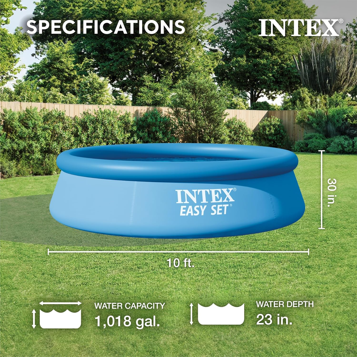 Buy now Intex 28120EH Easy Set Inflatable Swimming Pool: 10ft x 30in – Puncture-Resistant Material – Quick Inflation – 1018 Gallon Capacity – 23in Water Depth at indiglob india