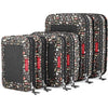 LeanTravel Compression Packing Cubes for Travel Organizers with Double Zipper (3-Pack (2L+1M), Black) - Flowers