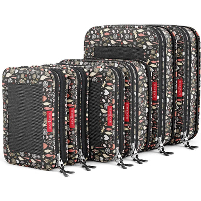 LeanTravel Compression Packing Cubes for Travel Organizers with Double Zipper (3-Pack (2L+1M), Black)