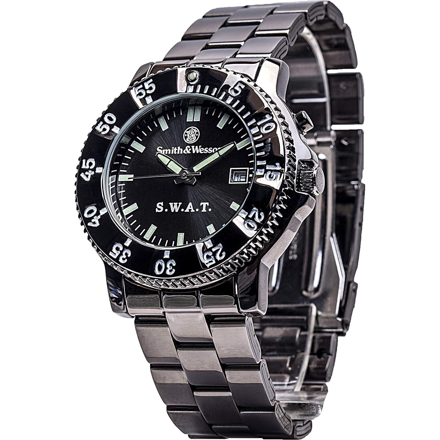 Buy now Smith & Wesson Men's S.W.A.T. Watch, 3ATM, Stainless Steel Caseback, Glowing Hands, Back Glow, Tactical Watch, Precision Quart, Scratch Resistant, 40mm, Christmas Gift at indiglob india