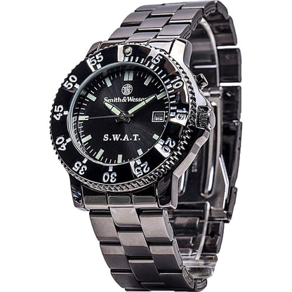 Buy now Smith & Wesson Men's S.W.A.T. Watch, 3ATM, Stainless Steel Caseback, Glowing Hands, Back Glow, Tactical Watch, Precision Quart, Scratch Resistant, 40mm, Christmas Gift at indiglob india