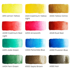 Buy now ARTEZA Watercolor Paint, Set of 12 Assorted Vibrant Colors in Half Pans, Tin Box with Water Brush Pen for Artists, and Beginners at indiglob india
