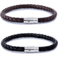 FIBO STEEL 2-3PCS Stainless Steel Braided Leather Bracelet for Men Women Wrist Cuff Bracelet 7.5-8.5 inches