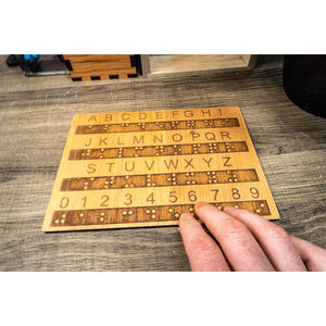 Creative Escape Rooms Made in USA - Raised Dots Braille Alphabet and Number Wood Board - Learn Braille - Tactile Montessori - Teaching Aid
