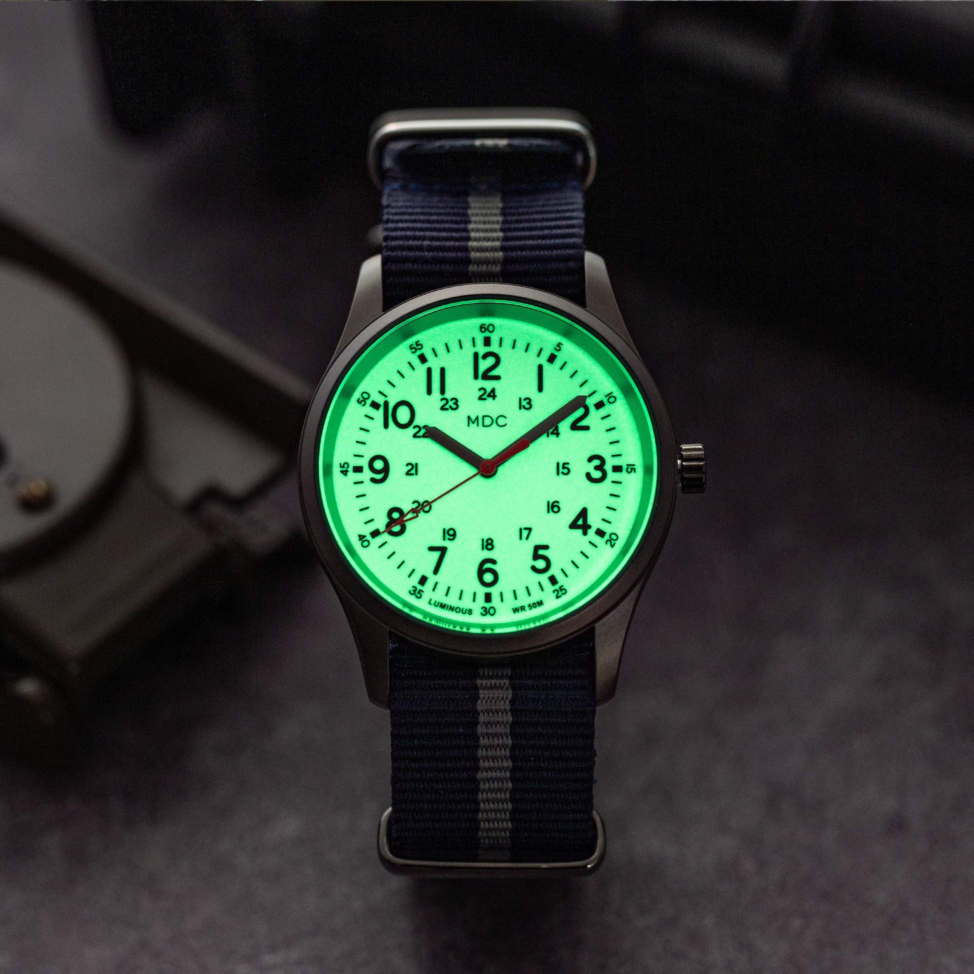 Buy now Infantry Mens Military Field Watch,Luminous Glow in The Dark Dial,Analog Tactical Wristwatch w/ 12/24 Hr Time,Japanese Quartz Movement,Slip-Thru Nylon Band,Reliable Work Watch for Men at indiglob india