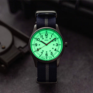 Buy now Infantry Mens Military Field Watch,Luminous Glow in The Dark Dial,Analog Tactical Wristwatch w/ 12/24 Hr Time,Japanese Quartz Movement,Slip-Thru Nylon Band,Reliable Work Watch for Men at indiglob india