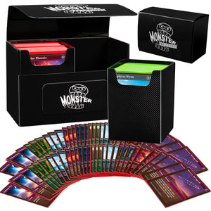 Buy now Monster Protectors Magnetic XL Double Deck Box - Black, Holds 200 TCG Cards, Self-Locking Closure -Travel Compact & Portable - Compatible with Pokémon Trading Cards - Fits Standard & Small Size at indiglob india