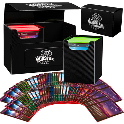 Buy now Monster Protectors Magnetic XL Double Deck Box - Black, Holds 200 TCG Cards, Self-Locking Closure -Travel Compact & Portable - Compatible with Pokémon Trading Cards - Fits Standard & Small Size at indiglob india