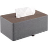 High-end Fashion PU Leather Tissue Box Holder Business Black, Rectangular Napkin Holder Drawer Paper Dispenser, Home Office Car Tissue Holder with Magnetic Bottom (Black Checkered) - Gray