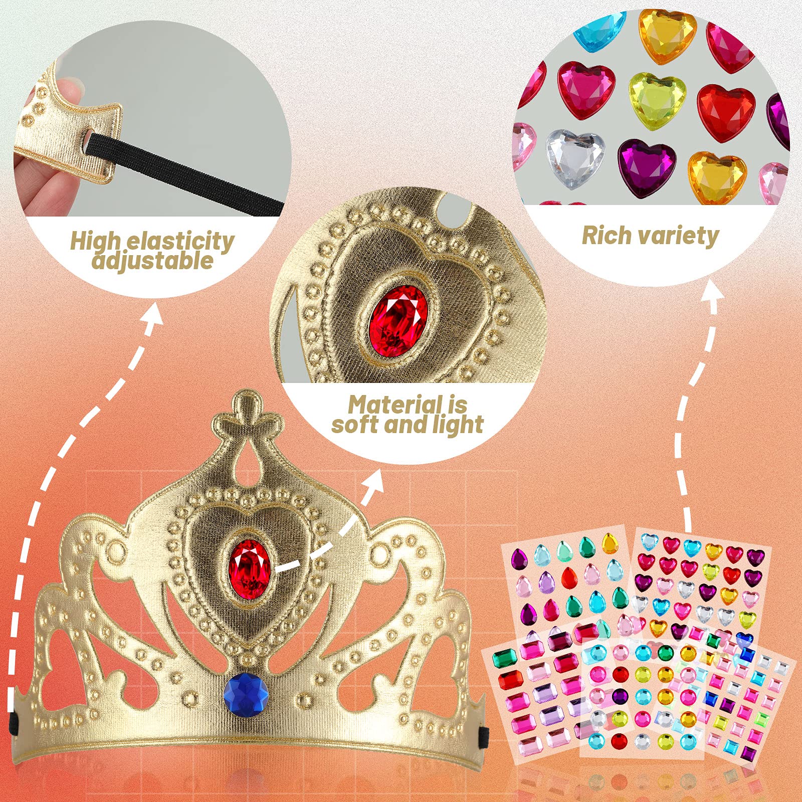 Buy now Epakh 19 Pieces DIY Crowns Set Party Foam Hats Making Your Own Tiara Crystal Diamond Sticker Princess King Crown Birthday Hat (Classic Style) at indiglob india
