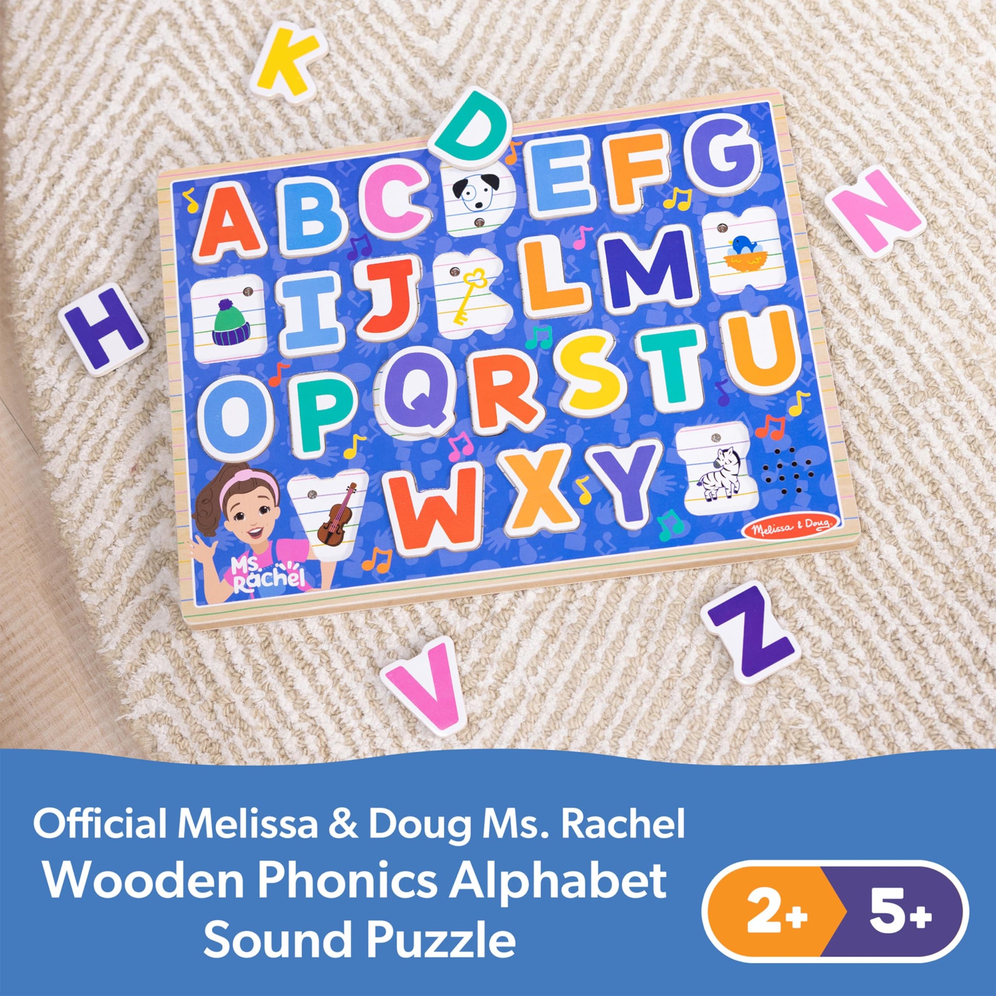 Buy now Melissa & Doug?? Ms. Rachelƒ?› Wooden Phonics Alphabet Sound Puzzle with Light-Activated Sound Effects, 26-Piece Toddler Toys for Boys and Girls Ages 2+ Years - FSC Certified at indiglob india