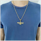 18K Gold Plated Jewelry Stainless Steel Crystal Necklace Farvahar Symbol Tag Pendant Necklace