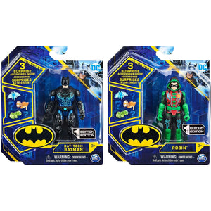 DC Comics Batman 4-inch Bat-Tech Batman and Robin Action Figures with 6 Mystery Accessories, for Kids Aged 3 and up, Amazon Exclusive