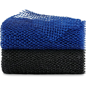 African Net Sponge, 2 Pieces Exfoliating Premium Nylon Bathing/Wash Net for Daily Back Body Scrub Scrubber Shower Net (Black, Blue) …
