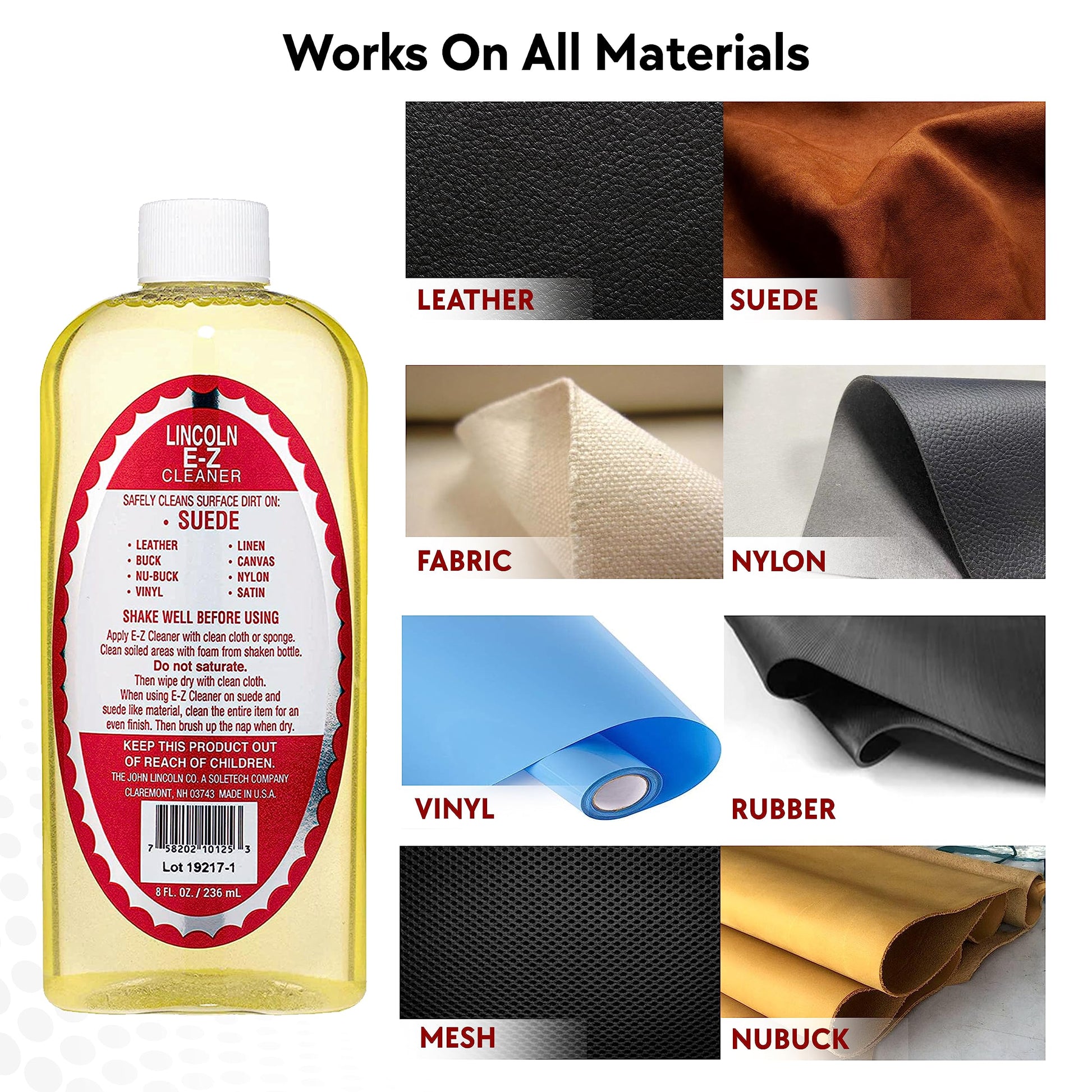 Buy now Lincoln E-Z Cleaner -The Original All-Purpose Cleaner for Leather, Suede, Fabric- Removes Dirt, Salt Stains 8oz Made in USA at indiglob india
