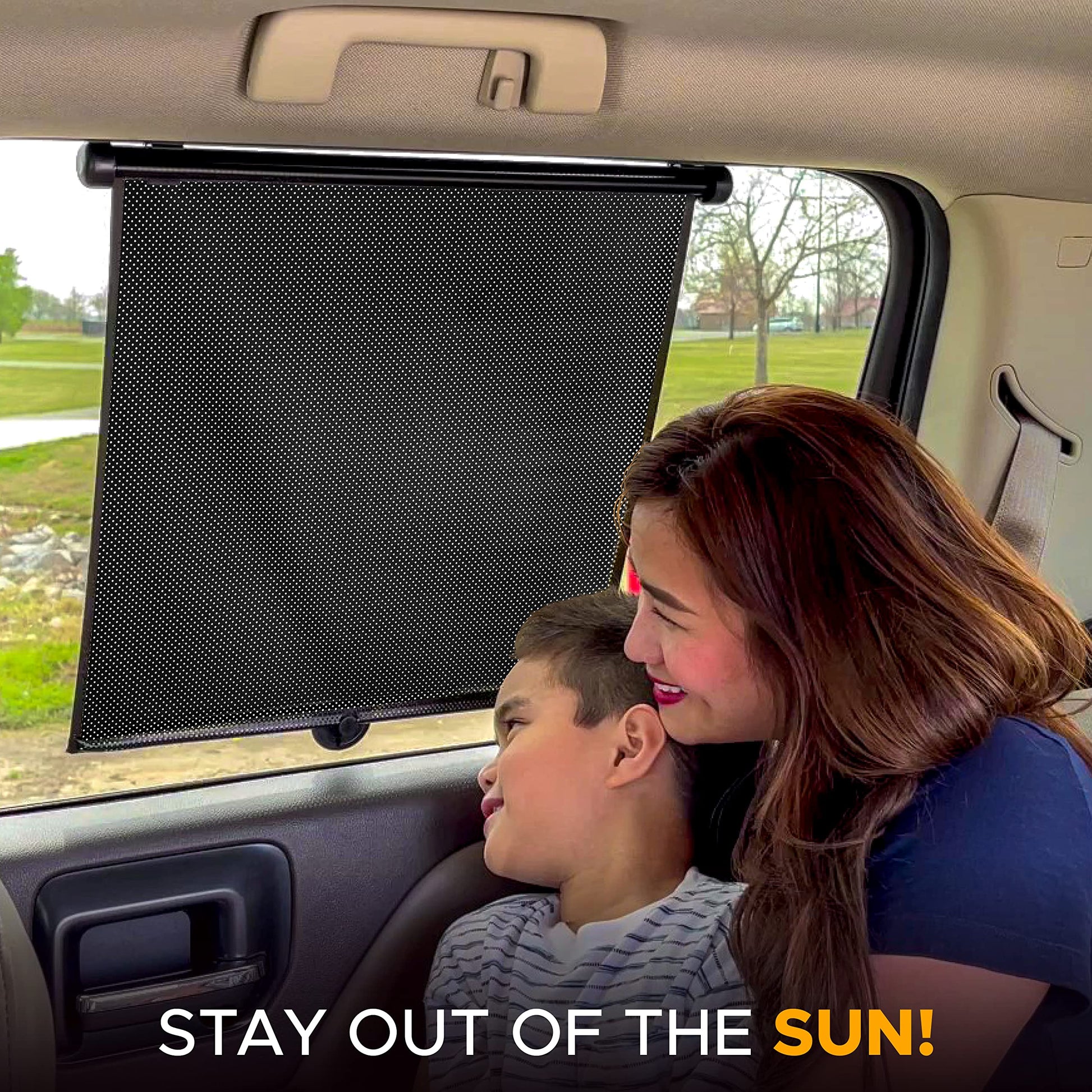 Buy now EcoNour Car Side Window Sun Shade (2 Pack) | Retractable Roller Sunshade for Kids | Baby Car Window Shades for UV and Sun Glare Protection | Baby Travel Accessories (15"x17") at indiglob india