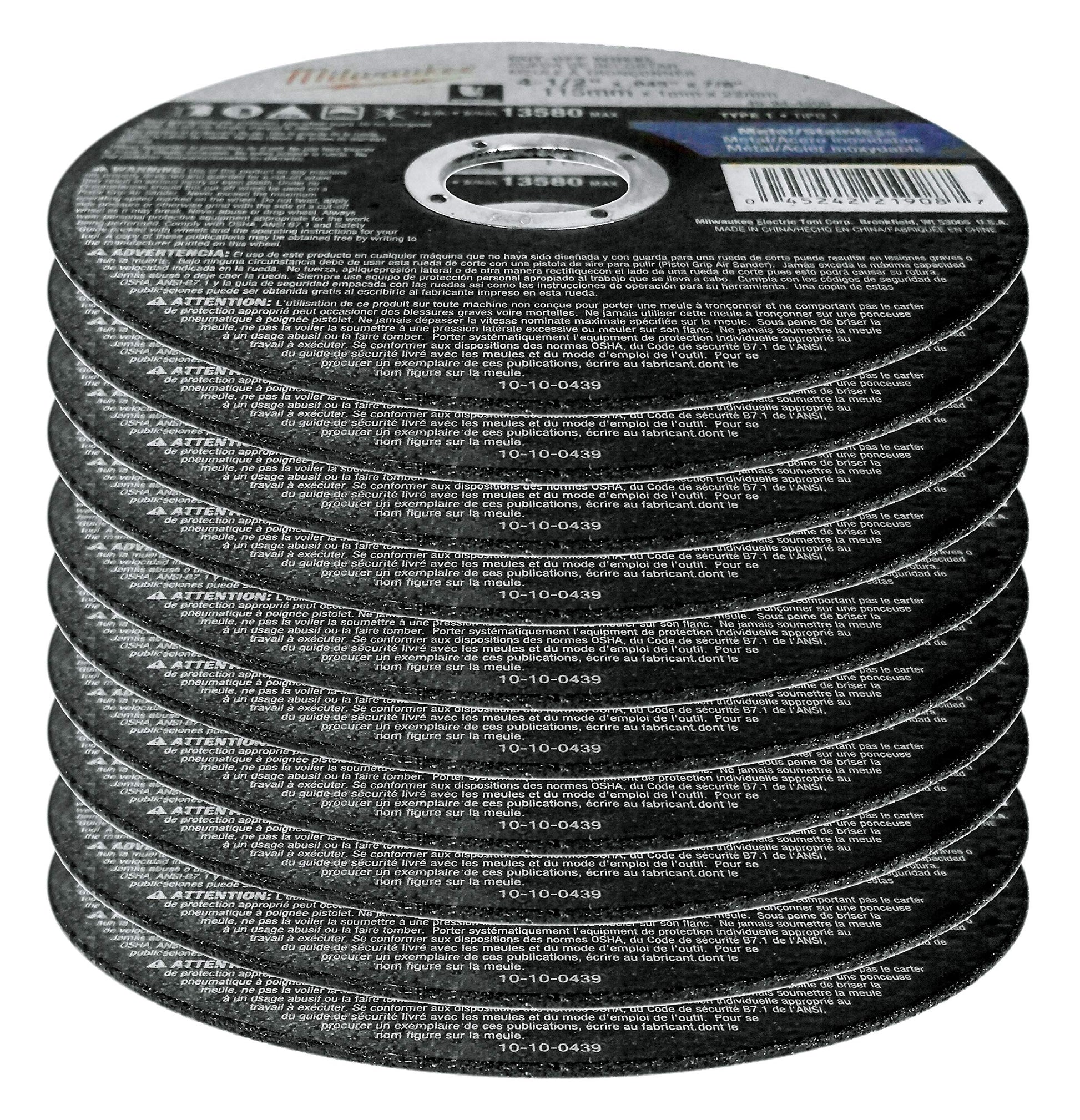 Buy now Milwaukee 10 Pack - 4 1 2 Cutting Wheels For Grinders - Aggressive Cutting For Metal & Stainless Steel - 4-1/2" x .045 x 7/8-Inch | Flat Cut Off Wheels at indiglob india