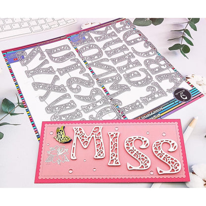 Alinacutle 26/PK Alphabet Letter Metal Cutting Die Cut,Scrapbooking Die-Cuts,Paper Craft and Card Making Punch Template,Vintage Single Letter 5CM(2.96IN) Height