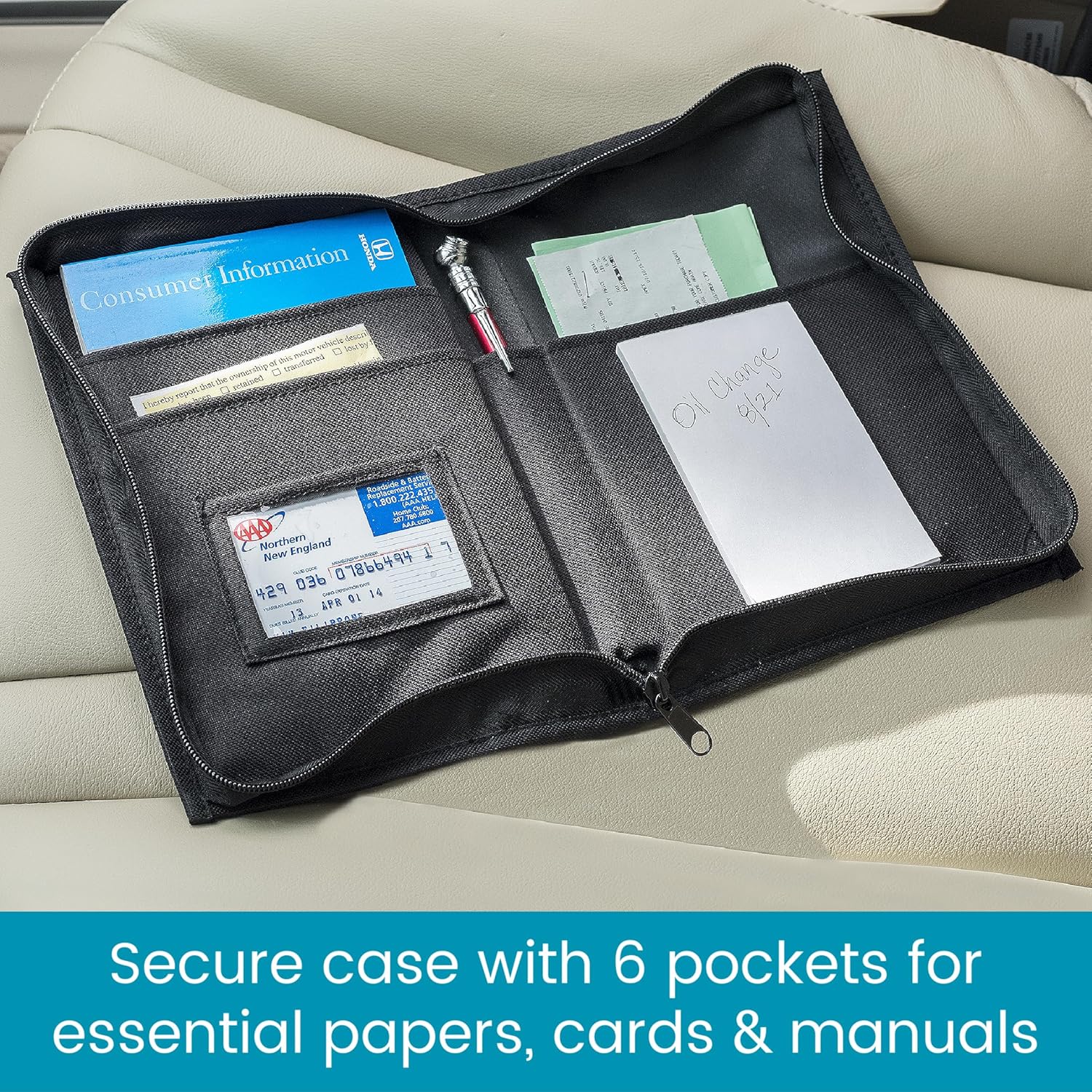 Buy now High Road Car Glove Box Organizer, Registration and Insurance Document Holder and Car Manual Holder with Flexible Secure Zippered Case and Note Pad at indiglob india