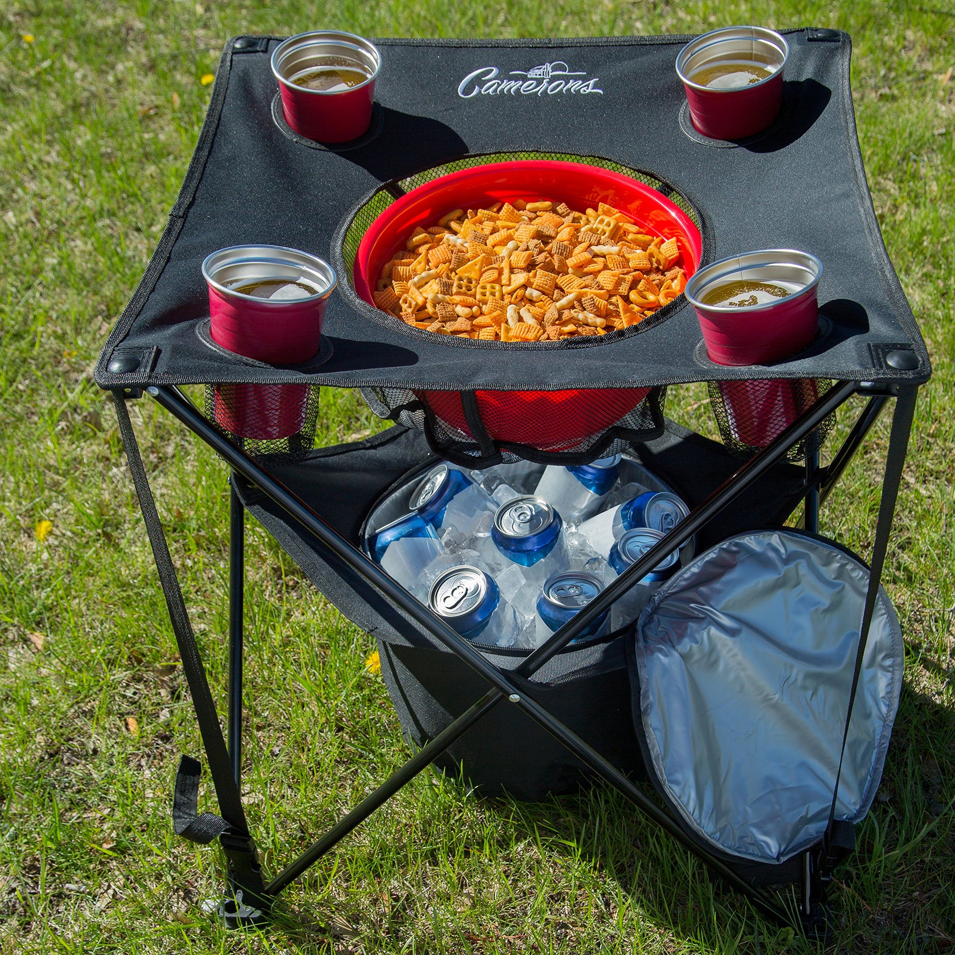 Buy now Camerons All-in-One Tailgating Table - Portable Folding Camping Table w Insulated Cooler, Food Basket & Travel Bag - Holiday Xmas Gift- Collapsible Picnic Table for Fall Football Games & Outdoor BBQs at indiglob india