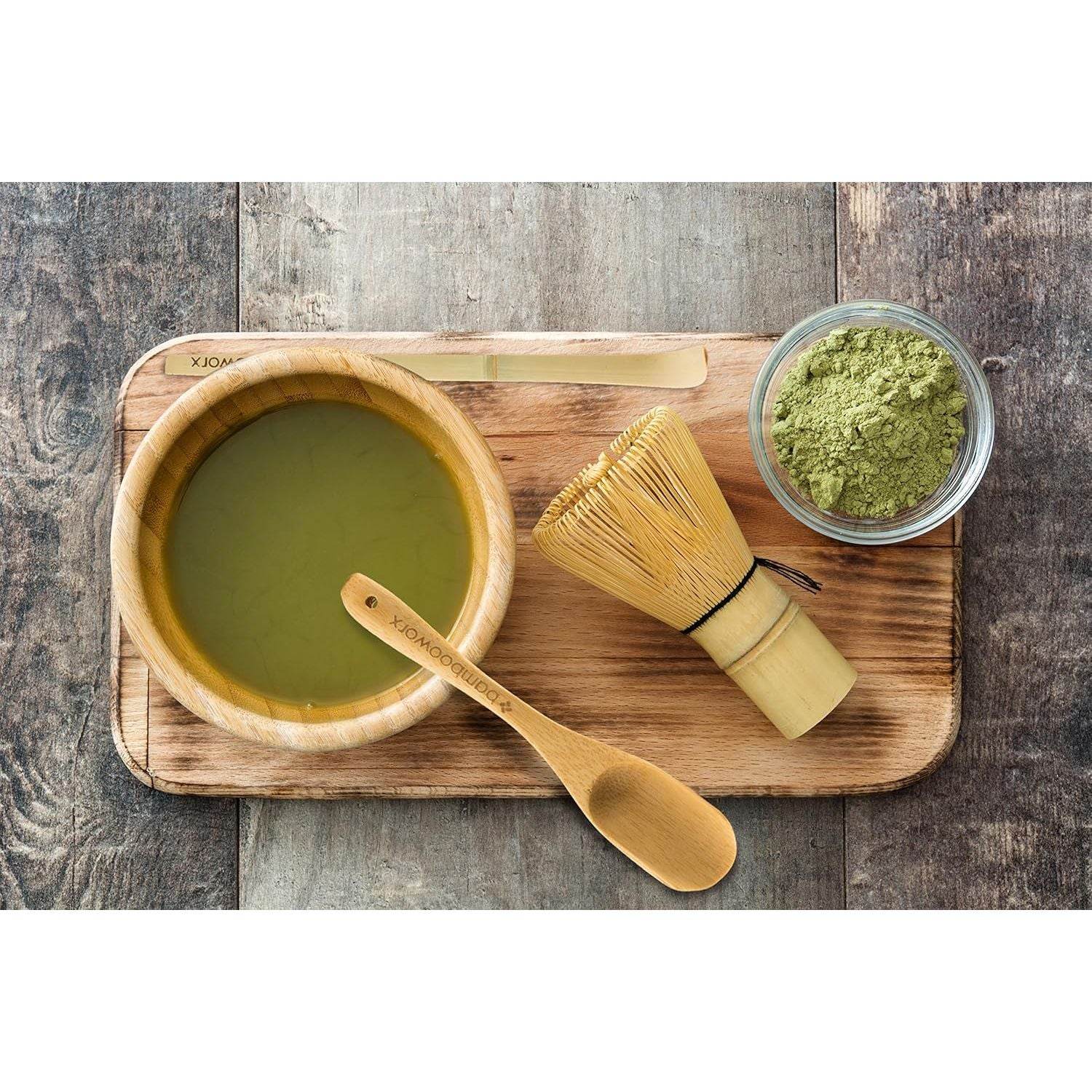 BambooWorx Matcha Whisk Set - (Chasen), Traditional Scoop (Chashaku), Tea Spoon. The Perfect Sets to Prepare a Traditional Cup of Japanese Tea, Handmade from 100% Natural Bamboo - My Store