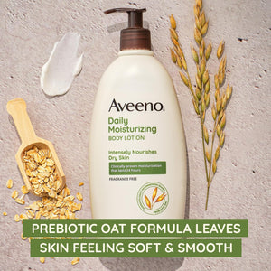 Aveeno Daily Moisturizing Body Lotion with Soothing Prebiotic Oat, Gentle Lotion Nourishes Dry Skin With Moisture, Paraben-, Dye- & Fragrance-Free, Non-Greasy & Non-Comedogenic, 2.5 fl. oz, 3 Pack