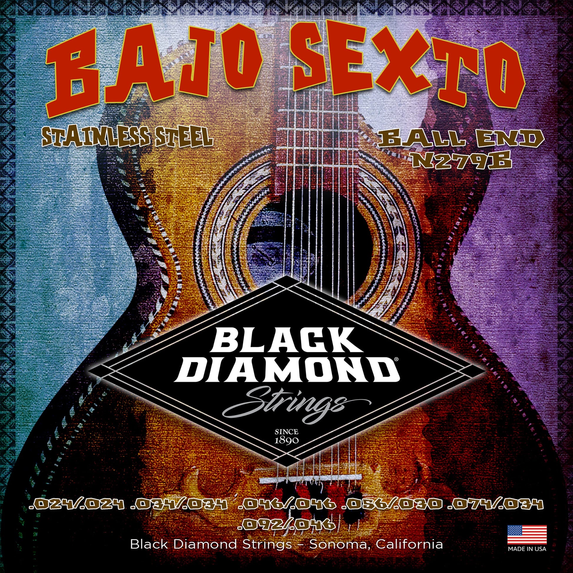 Buy now Black Diamond Strings?? N279B Bajo Sexto Stainless (Ball) 024/.024 | .034/.034 | .046/.046 | .030/.056 | .074/.034 | 092 .046 at indiglob india